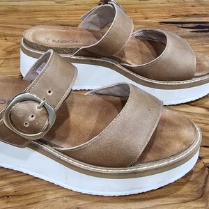 Naot Tan Sandals with White Soles